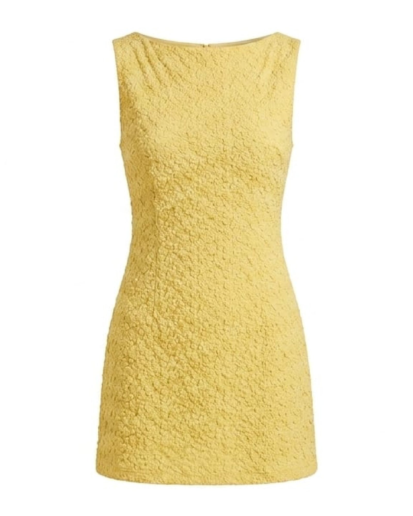Pastel Yellow Textured Sleeveless Mini Dress