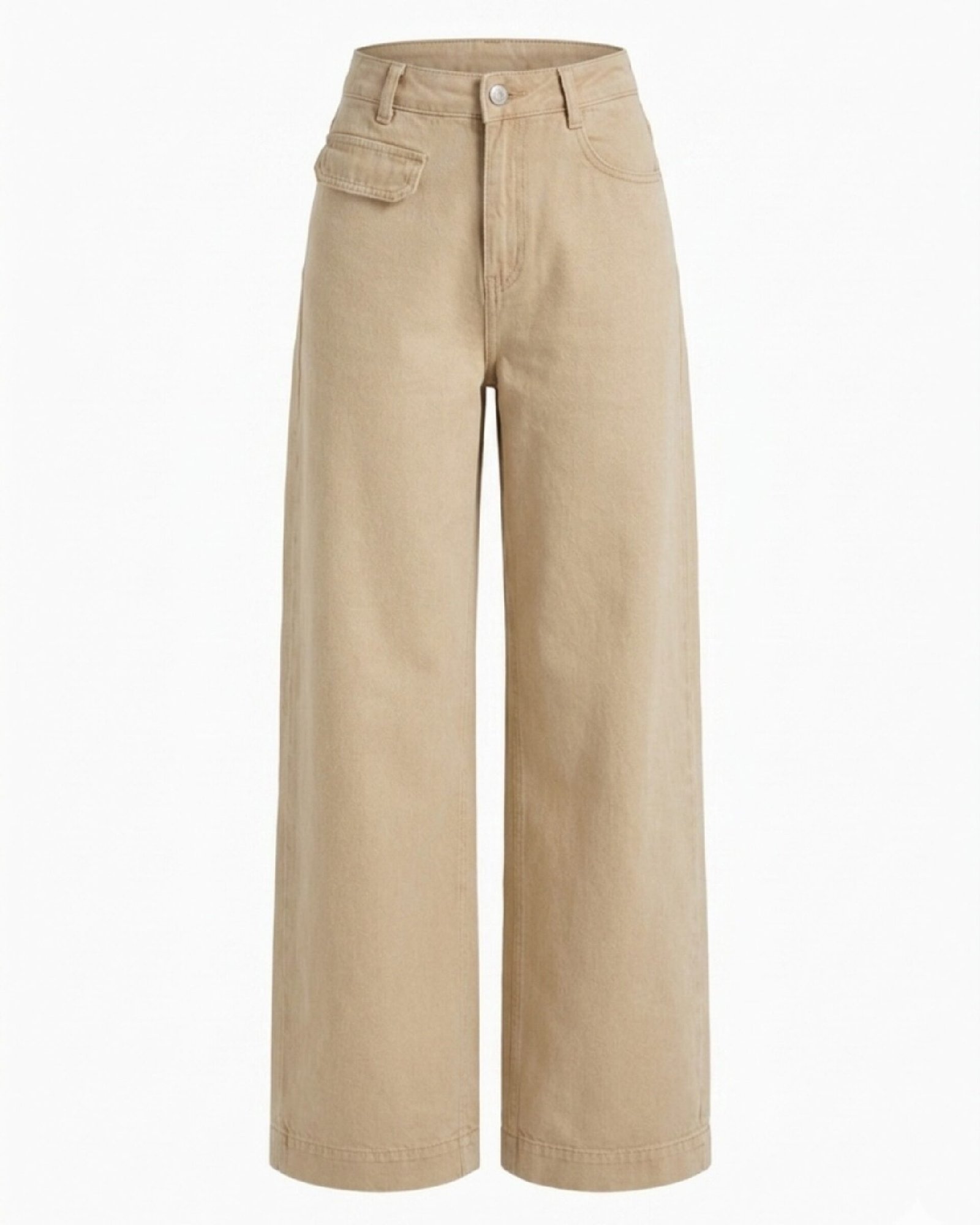 Sand Wide-Leg Denim Jeans