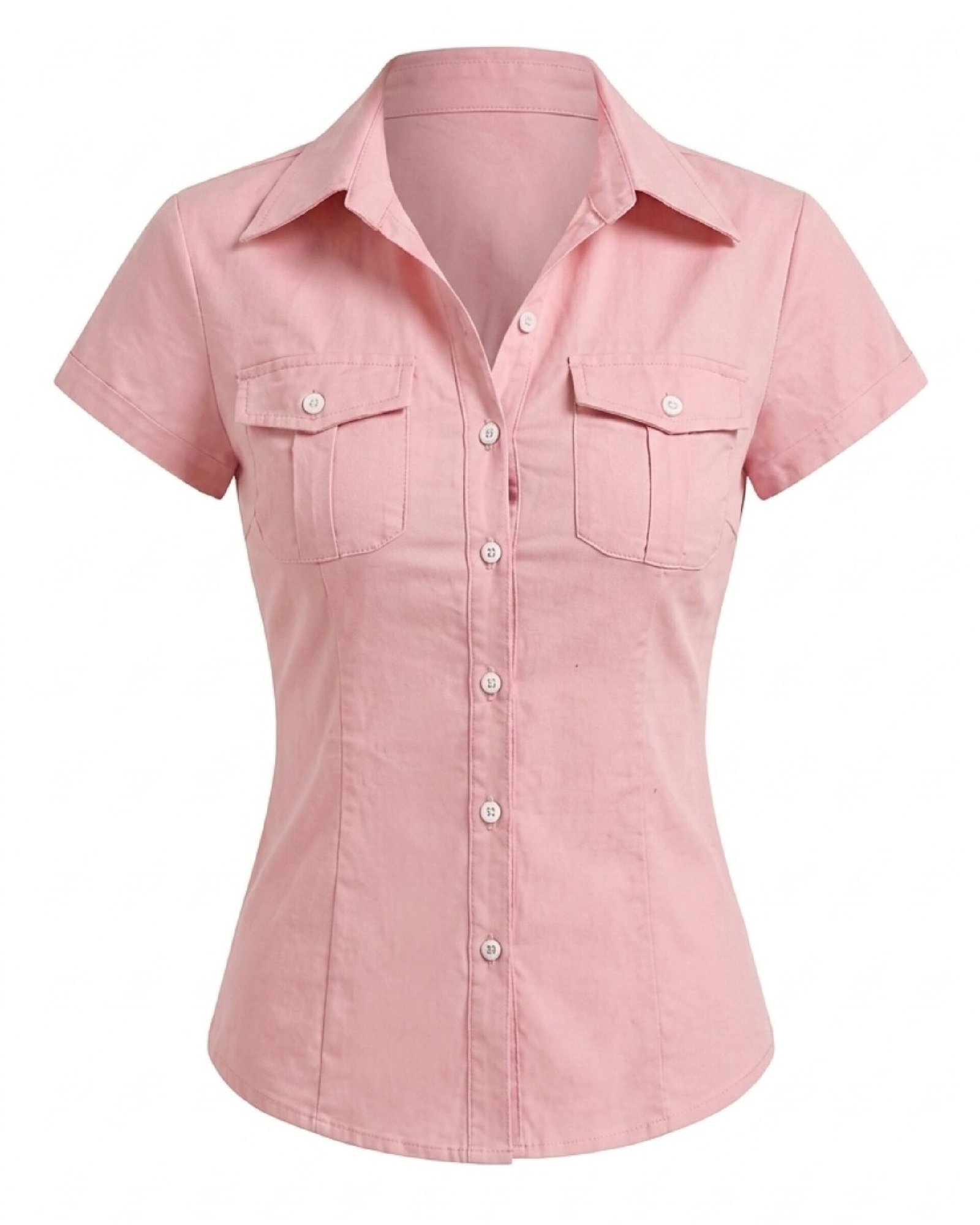 LYRAA Classic Tailored Utility Shirt – Pastel Pink