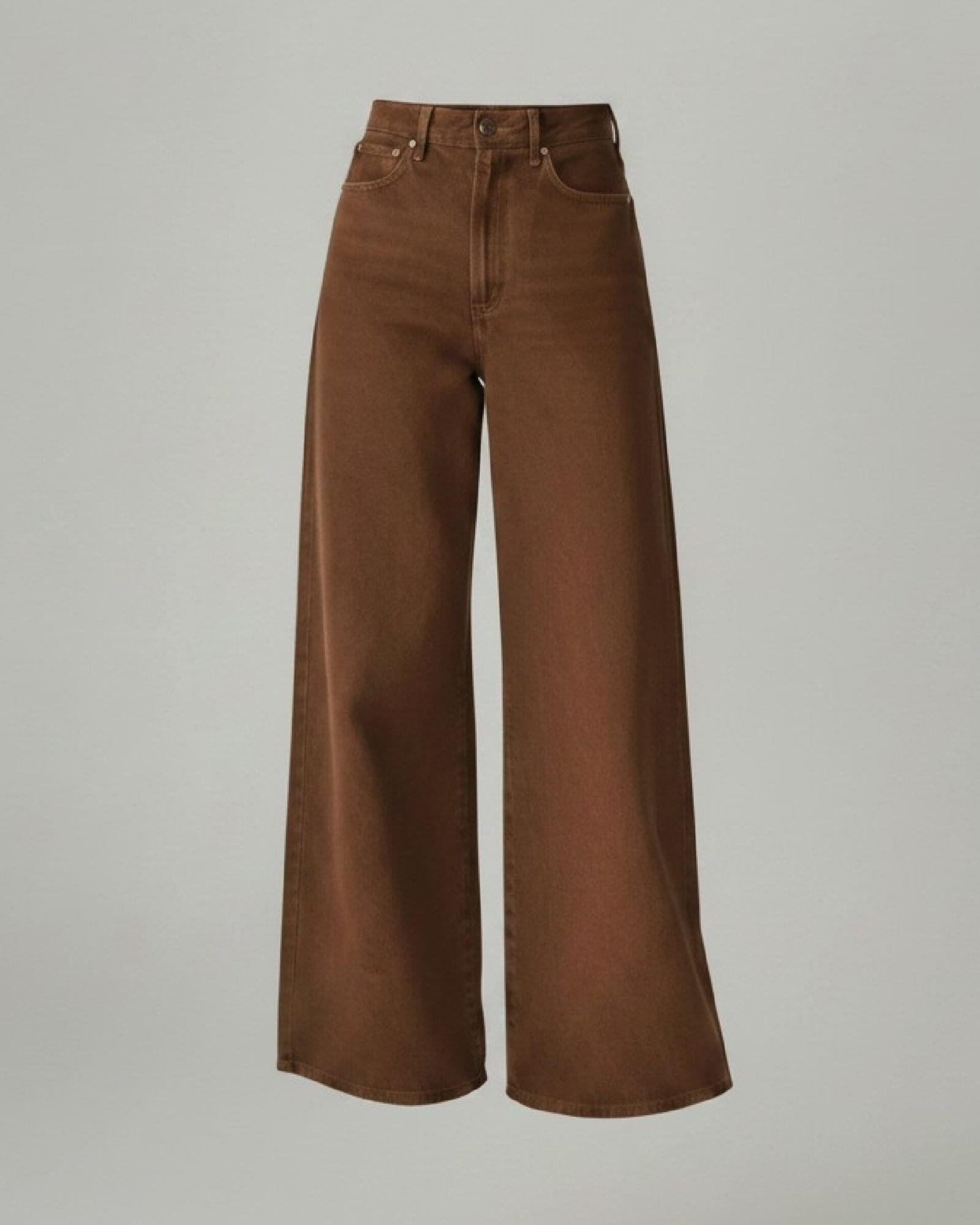Rust Brown High-Waist Wide-Leg Jeans
