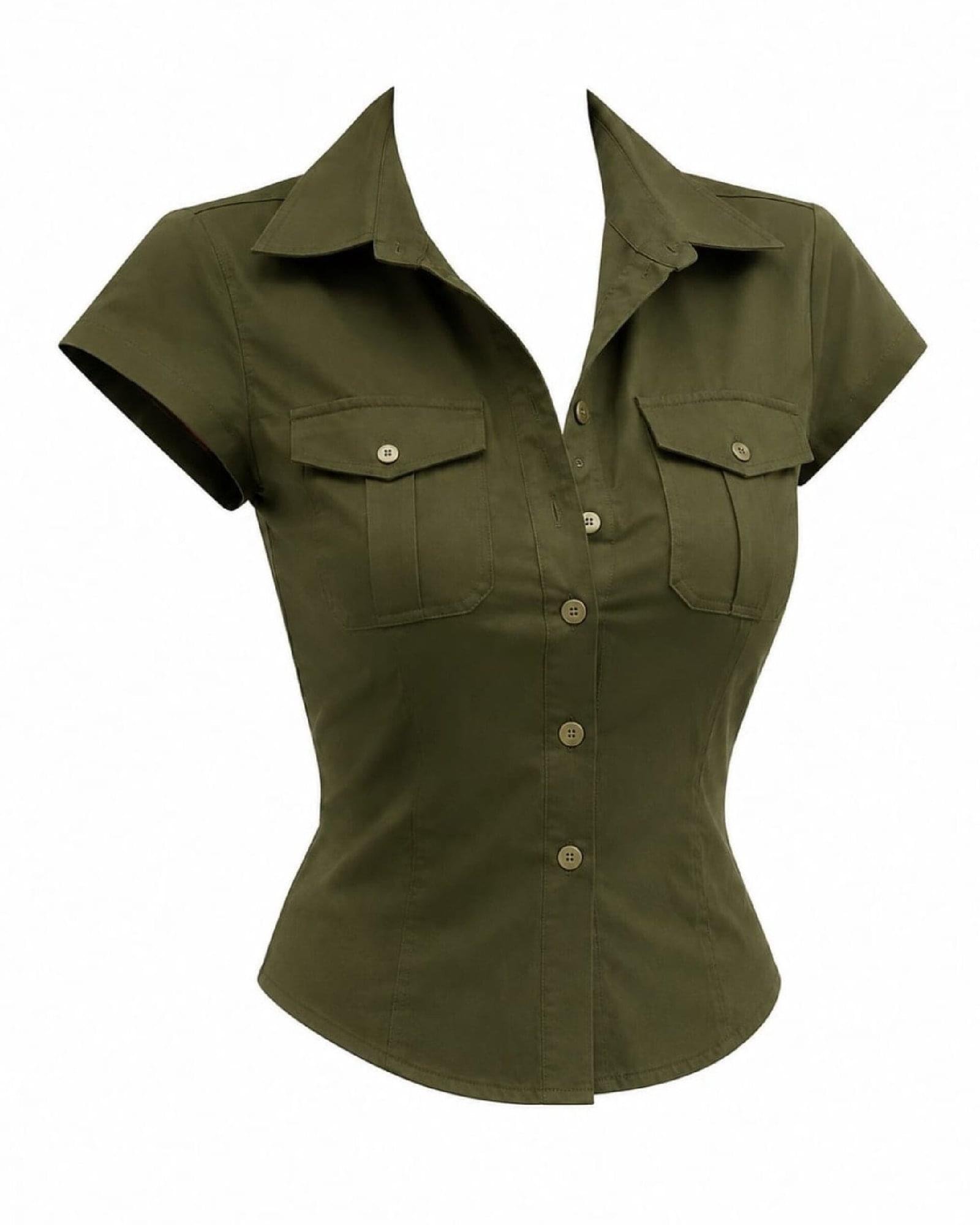 Élan Olive Tailored Shirt